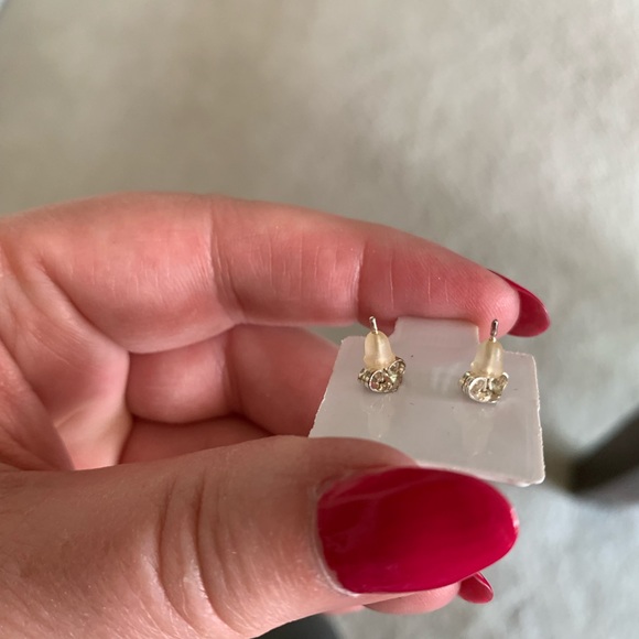 Tiny cubic zirconia earrings.  NWOT - Picture 6 of 7